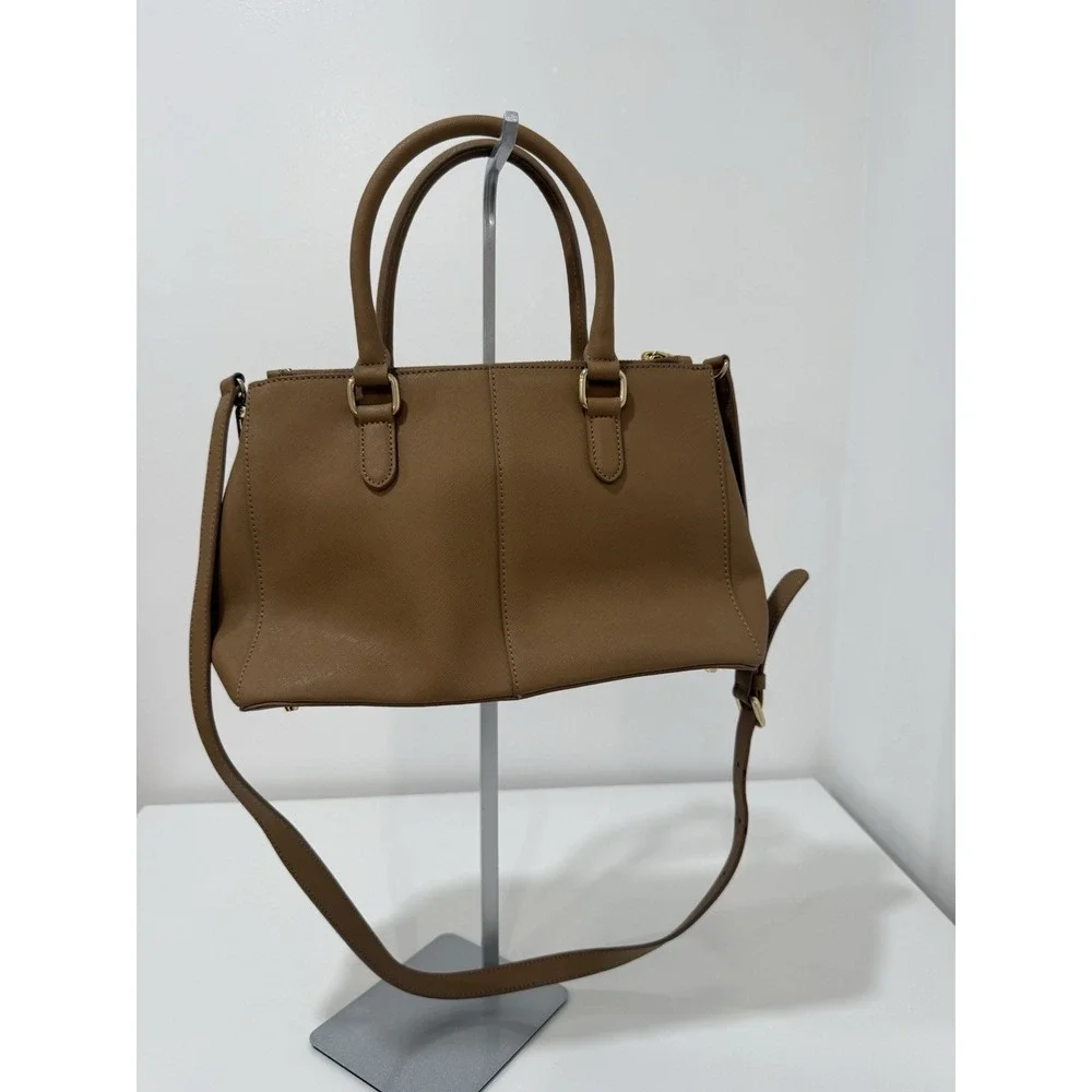 Dkny Robinson Double Zip Beige Saffiano Leather Tote
